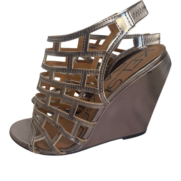 Kelsi Dagger Silver Wedge Heels Size 6 - Picture 12 of 15